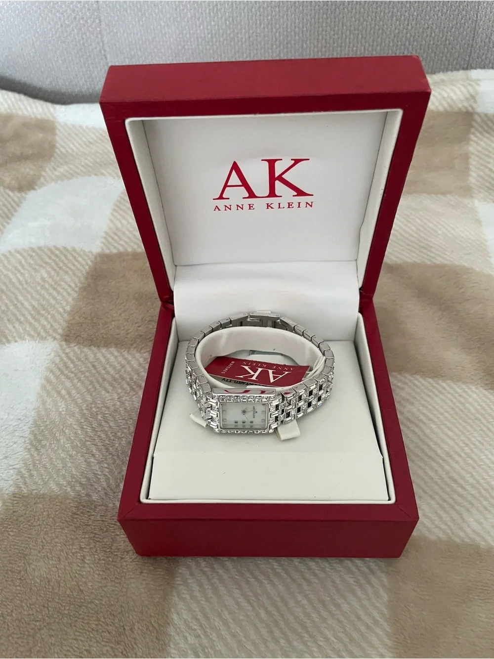 NEW with Tags and Box Anne Klein Silver-Tone Crystal Bracelet Women’s Watch